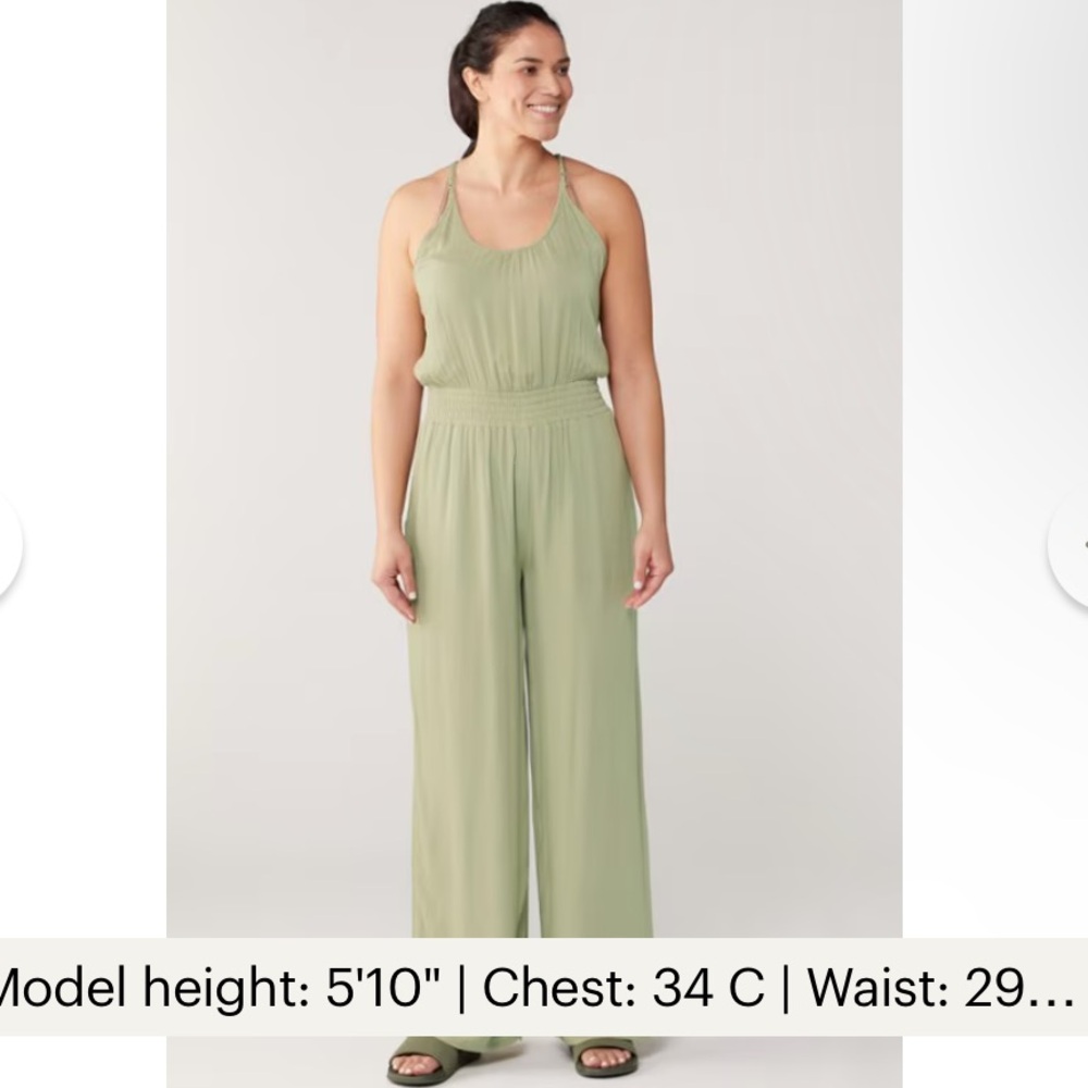 NWT Prana Sz Medium Fernie Sweet Agave Olive Modal Wide Leg Jumpsuit Ret $99! - Picture 2 of 16